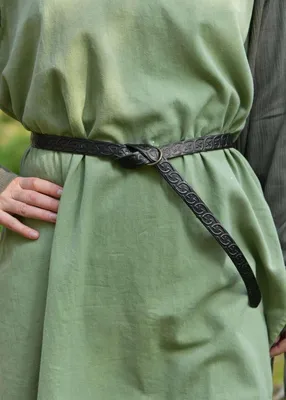 Produktbild von Mittelalter Ledergürtel mit Prägung, schmal, schwarz 190 cm