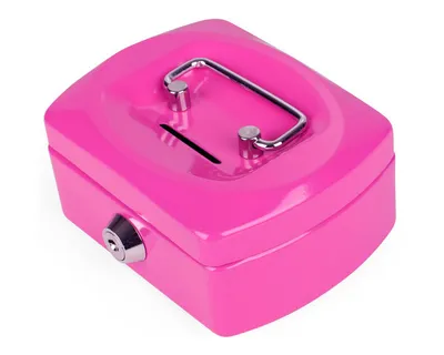 Produktbild von 1x Geldkassette Spardose mit Sparschlitz mit entnehmbaren Münzfach 125 mm pink