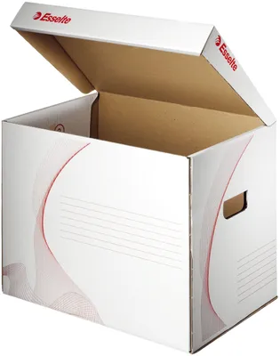 Produktbild von 10x Esselte 128911 Archivcontainer mit Klappdeckel, A4, Wellpappe, weiß