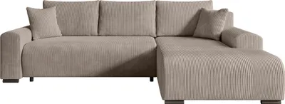 Produktbild von STOREZ24 L-Form Ecksofa NELLY inklusive Schlaffunktion, Ecke mit Bettkasten, Farbe: cappucino, Seite: rechts