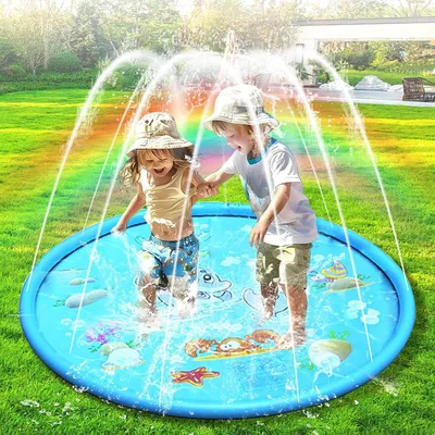 Produktbild von Wasserspielmatte für Kinder, 100 cm, rutschfest, Wasserspielzeug für draußen, geeignet für 3 bis 12 Jahre