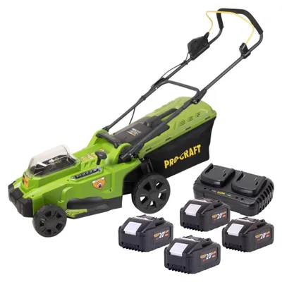 Produktbild von Procraft PLM20bb Akku Rasenmäher 40 V ( 2x 20 V ) 370 mm Brushless + 4x Akku 8,0 Ah + Ladegerät