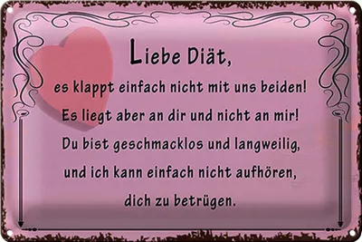 Produktbild von Blechschild Spruch 30x20cm liebe Diät klappt nicht mit uns