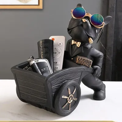 Produktbild von Französische Bulldogge Figur mit Tablett | Dekoration für Zuhause und Büro