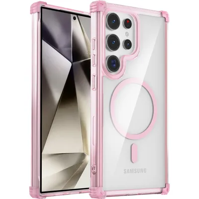 Immagine prodotto di Custodia magnetica per Samsung Galaxy S25 Ultra compatibile con MagSafe, antiurto, protezione militare trasparente Rosa