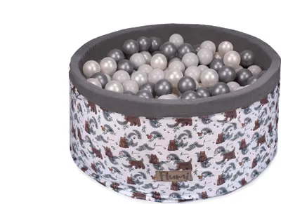 Image de Piscine en mousse Flumi 90x40 cm avec 200 balles ∅7 cm – ours + balles argentées