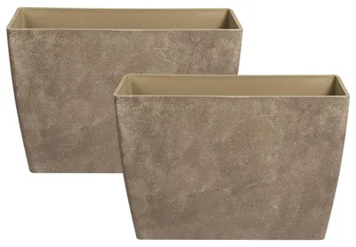 Obrázek produktu pro BELIANI Sada 2 zahradních květináčů hnědá syntetický materiál venkovní květináče rýhovaný vzhled terasa balkon