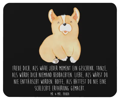 Produktbild von Mr. & Mrs. Panda Mouse Pad Corgie - Schwarz - Geschenk, Hund, Mousepad, Lebensfroh, pc, Lebensfreude, Spruch, Sprüche, mauspad, mousematte