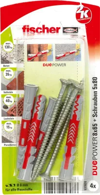 Produktbild von Fischer Dübel Duopower 8.0 x 65 mm - 4 Stück