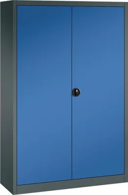 Produktbild von Flügeltürenschrank 4 Böden, 110kgTraglast H1950xB1200xT500mm RAL 7016/5010, 4317784970136