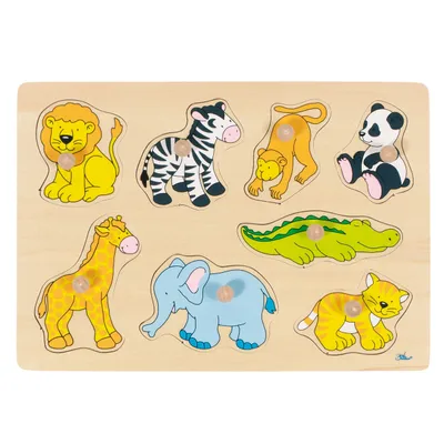 Obrázok produktu pre Goki Drevené bublinkové puzzle Divoké zvieratá
