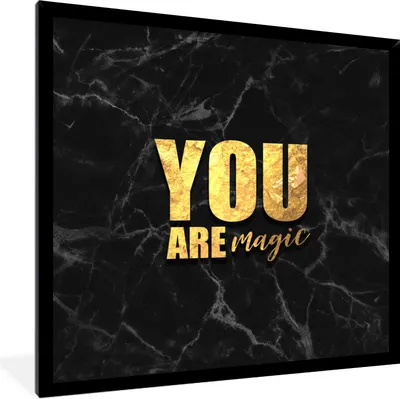 Produktbild von MuchoWow® Gerahmtes Poster Zitate - Magie - Gold - Marmor 40x40 cm - Poster mit Schwarzem Bilderrahmen Wandposter Rahmen Foto Bilder - Mit Rahmen - Wanddekoration Schlafzimmer