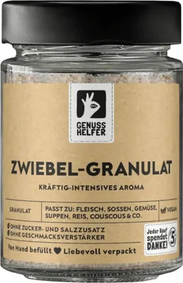 Produktbild von Zwiebelgranulat, gemahlene Zwiebeln zum Kochen, Zwiebelpulver, 85g im Glas