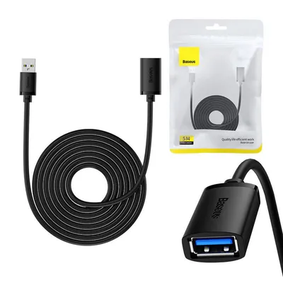 Produktbild von USB 3.0-Verlängerungskabel Baseus Stecker auf Buchse, AirJoy-Serie, 5 m (schwarz)