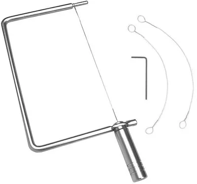 Image de Set d'outils pour couper le fromage - Outil à fromage avec pièces en acier inoxydable - Kit à monter soi-même pour coupe-fromage avec accessoires - (1 outil + 4 fils) 21 cm