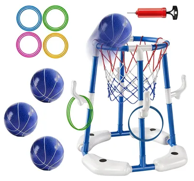 Image de Panier de basket gonflable avec 4 ballons et une pompe