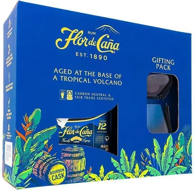 Produktbild von Flor de Cana 12 Years + 2 Gläser & Box 700ml 40% Vol.
