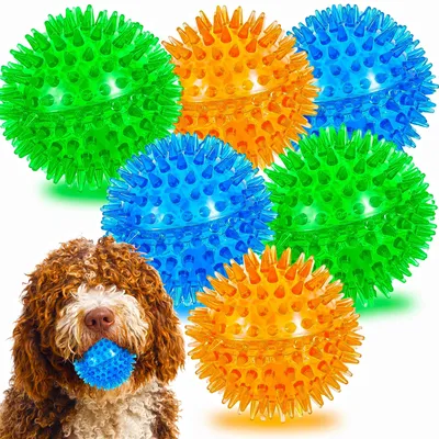 Imagen del producto de Juguetes para perros, 6 unidades, bolas chirriantes y con púas, ideales para perros pequeños