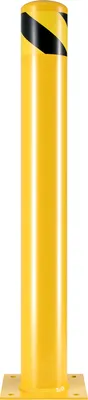 Image de Borne de sécurité SucceBuy, diamètre extérieur de 4,5 pouces, hauteur de 107 cm, peinture en poudre jaune, acier Q235, barrière de sécurité avec boulons d'ancrage pour zones de circulation
