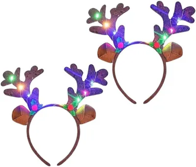 Imagen del producto de Diadema con forma de asta de ciervo y orejas, talla única, ideal para fiestas navideñas