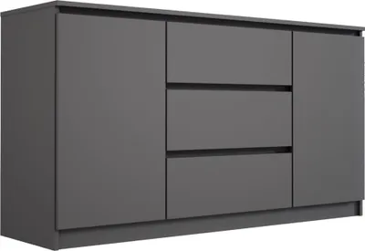 Image de Commode : 3 tiroirs et 2 portes, Couleur : Anthracite, 140 x 79 x 39 cm