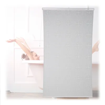 Image de Rideau de douche Relaxdays, rideau de salle de bain semi-transparent, pour baignoire et douche, 140 x 240 cm, hydrofuge, fixation au plafond, blanc