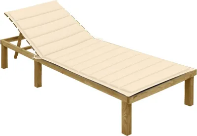 Obrázok produktu pre Ležadlo s krémovým vankúšom impregnované borovicové drevo