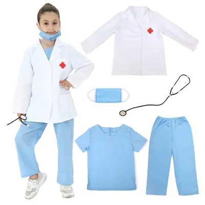 Image de Déguisement de docteur infirmière - Costume de jeu de rôle - Enfants 3 à 9 ans - Taille 3-5 ans, 5-7 ans, 7-9 ans