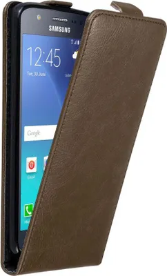 Produktbild von Cadorabo Hülle für Samsung Galaxy J5 2015 Schutz Hülle in Braun Flip Etui Handyhülle Case Cover