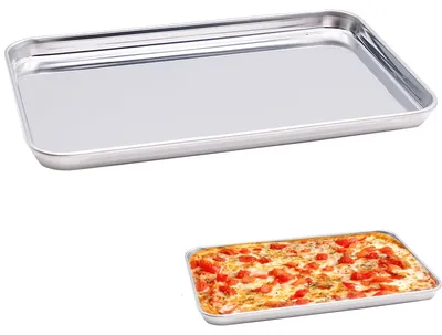 Immagine prodotto di Teglia rettangolare - 22,5 x 14,8 cm - Acciaio inossidabile - Set di 2 pezzi
