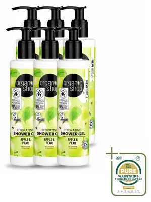 Zdjęcie produktu dla 6 opakowań żelu pod prysznic Organic Shop o zapachu jabłka i gruszki - 280 ml - zestaw ekonomiczny - 6 sztuk
