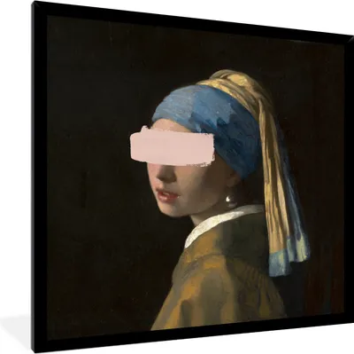 Produktbild von MuchoWow® MuchoWow® Gerahmtes Poster Mädchen mit Perlenohrring - Vermeer - Kunst 40x40 cm - Poster mit zchwarzem Bilderrahmen - Mit Rahmen - Wanddekoration Schlafzimmer