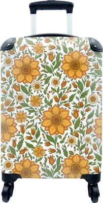 Produktbild von MuchoWow® MuchoWow® Koffer Handgepäck Trolley Rollkoffer Kleine Reisekoffer mit 4 Rollen - Blumen - Orange - Design - Cabin Size < 55x40x23 cm & 55x40x20 cm - Fotokoffer - Kabinenkoffer - Boardgepäck