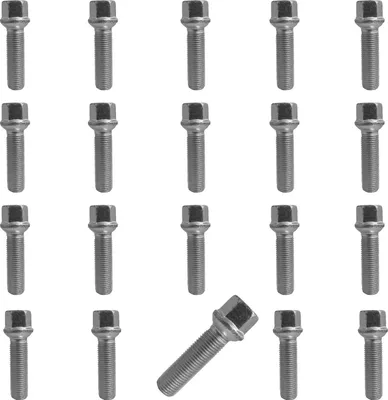 Immagine prodotto di 20 bulloni ruota M12x1,5 con testa sferica R13 argento 40 mm | apertura chiave 17 mm compatibili con Skoda Citigo E-Citigo