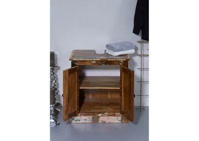 Produktbild von MASSIVMOEBEL24 Waschbeckenunterschrank Altholz 60x43x66 mehrfarbig lackiert NATURE OF SPIRIT BAD #101