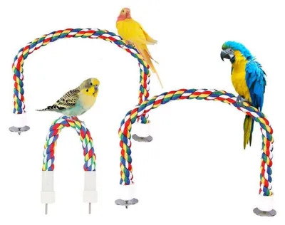 Productafbeelding van Klimtouwen voor vogels, set van 3, kleurrijk, 40-80 cm, katoen met staaldraad