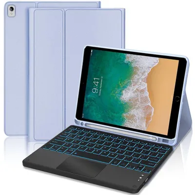 Image de Coque Clavier pour iPad Air 3 10,5 Pouces / iPad Pro 10,5 Pouces CuirPolyuréthaneLavande avec Clavier Rétroéclairé