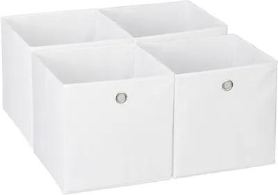 Produktbild von Aufbewahrungsboxen – Set aus 4 – Faltbare Aufbewahrungsbehälter – 30x30x30 cm – Mit Tragegriff – Stoffaufbewahrungsboxen – Weiß