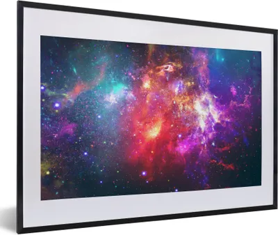 Produktbild von MuchoWow® Gerahmtes Poster Sterne - Farben - Weltraum 60x40 cm - Poster mit Schwarzem Bilderrahmen Wandposter Rahmen Foto Bilder - Schlafzimmer - Plakat in Rahmen - Drucken