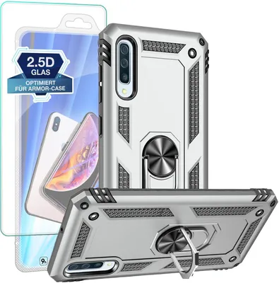 Produktbild von Armor Outdoor Hülle mit 9H Displayglas Displayschutz für Samsung Galaxy A50 – Farbe: Silber