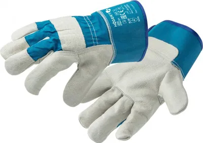 Produktbild von Högert Technik LEINE Lederhandschuhe Kanadisch, Kanadier Rindsleder, blau, Größe 9, abriebfest und verstärkt, ideal für anspruchsvolle Arbeiten