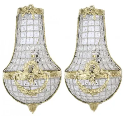 Zdjęcie produktu dla Casa Padrino barokowa lampa ścienna zestaw kryształowy złoty - lampa ścienna oświetlenie ścienne