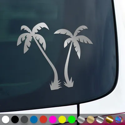 Produktbild von PantherPixel Reisen Aufkleber Insel Camping Strand Urlaub Palmen Sticker Auto Geschenkidee Farbe Silber