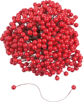 Produktbild von VBS XXL Deko-Beeren am Draht "Ø 7 mm", 500 Stück, Rot