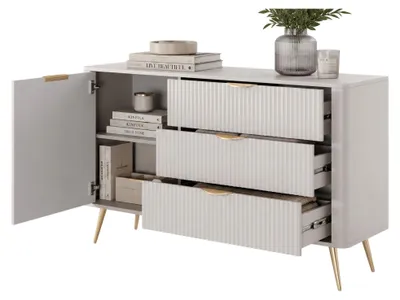 Produktbild von Halilomo - Sideboard, 138x38x81h cm Beige, 3 Schubladen