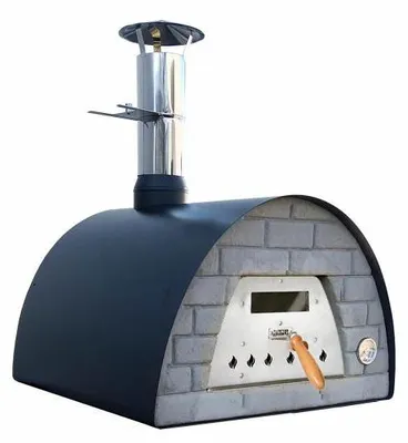 Produktbild von Veloce Pro 70 Holzbackofen – Ziegelfront Schwarz Ofenfarbe: schwarz Ofengestell: Gestell Atlas schwarz