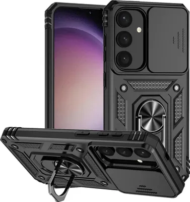 Produktbild von Samsung Galaxy S25 Plus Hülle - Coverup Armor Ring Ständer Back Cover mit Kamera Schutz - Schwarz