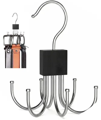 2 Riemenhalter Metall, 360° drehbar, je 6 Haken, schwarz