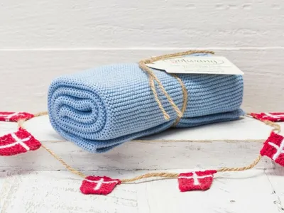Produktbild von Solwang Küchentuch HELLBLAU gestrickt Putztuch Handtuch Geschirrtuch Gästetuch