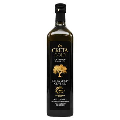 Creta Gold Olivenöl Flasche auf weißem Grund
